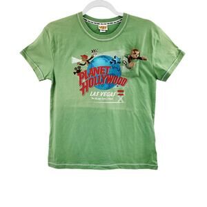 NWT Vtg Y2K Planet Hollywood Las Vegas Pocket Monkey Green Graphic Tee Size L
